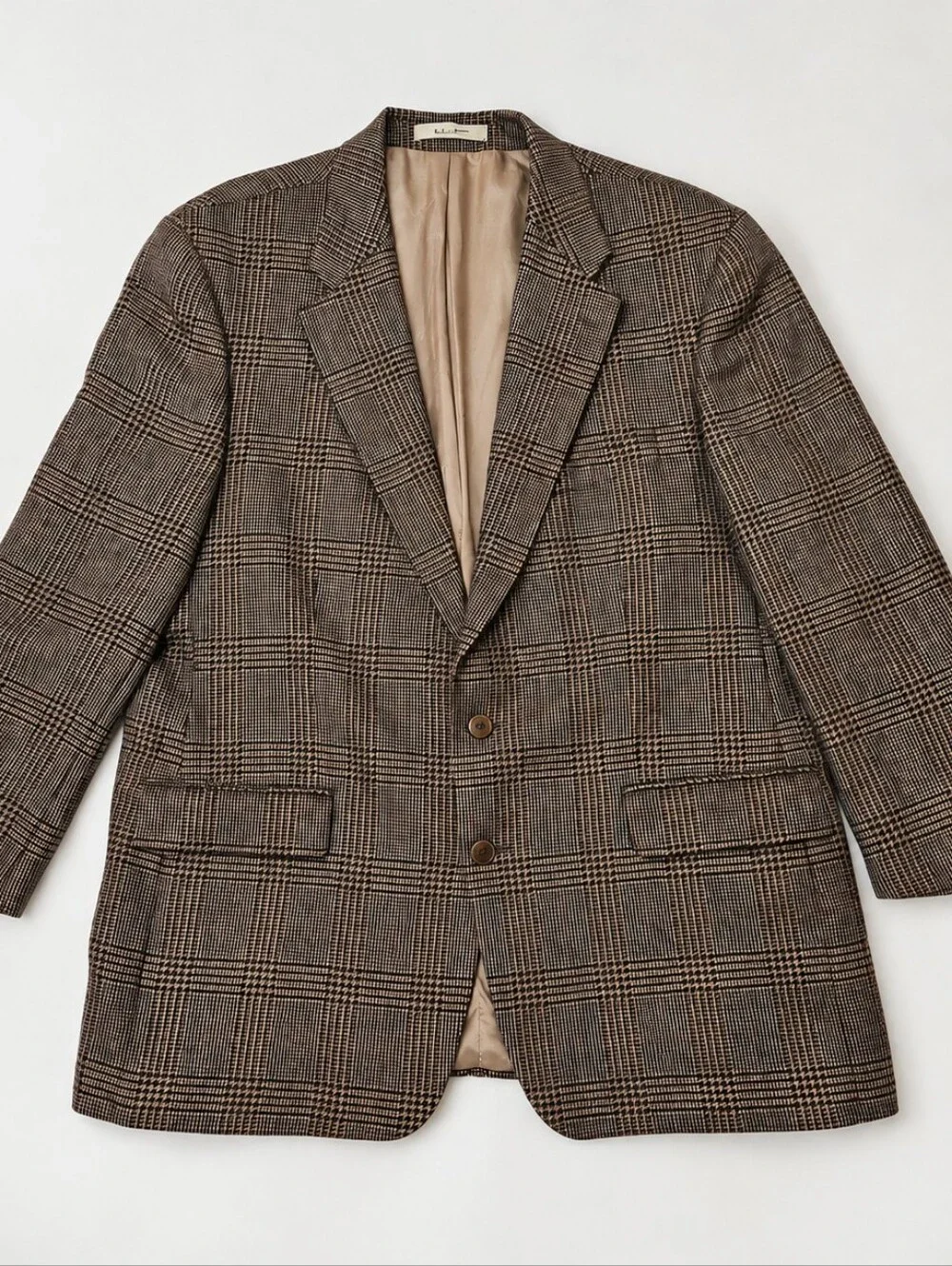 RALPH Lauren Men's 48T Glen Plaid Wool Sport Coat Blazer Brown Made in Canada